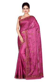 Pink Flower Pure Handloom Silk Saree