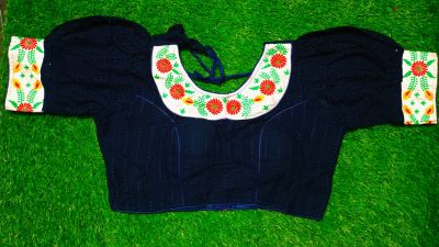 Blue Flower Cotton Pad Readymade Blouse