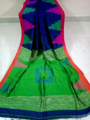 Multi Colour Pure Handloom Silk Cotton Saree From Bengal