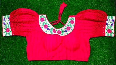 Pink Flower Cotton Pad Readymade Blouse
