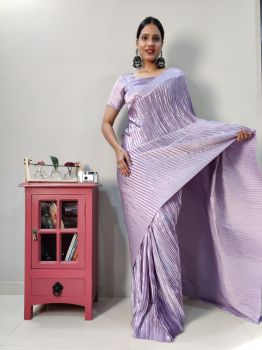 Light Pink Heavy Pleated Fabric Satin Saree