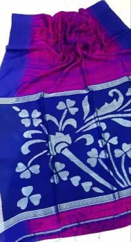 Purple Blue Srevori Pure Soft Matka Reshom Saree From Bengal