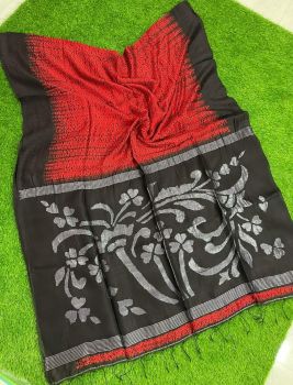 Red Black Srevori Pure Soft Matka Reshom Saree From Bengal