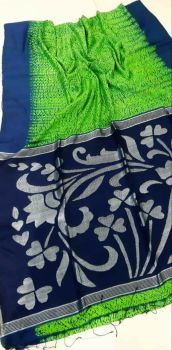 Green Blue Srevori Pure Soft Matka Reshom Saree From Bengal