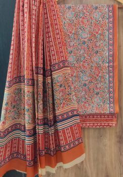 Light Mauve Printed Suit With Flower Design Dupatta