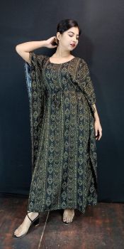 Charcoal Grey Rayon Raw Soft Silk Kaftan From Bengal