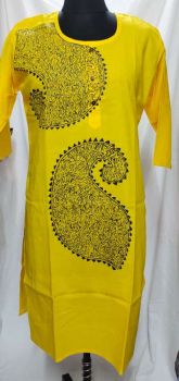 Yellow Pure Handloom Cotton Kurti From Bengal