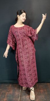 Maroon Rayon Raw Soft Silk Kaftan From Bengal