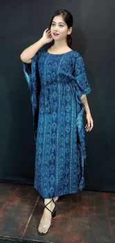 Blue Rayon Raw Soft Silk Kaftan From Bengal