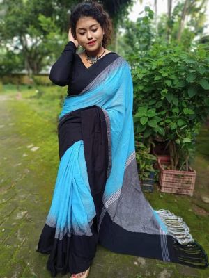 Multi Colour Pure Handloom Cotton Saree From Bengal