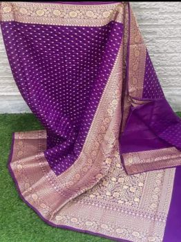 Purple Buti Katan Georgette Saree