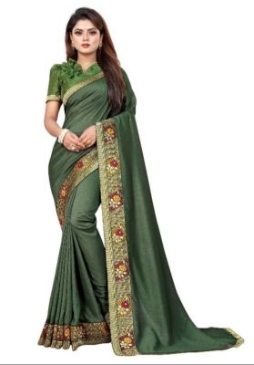 Bottle Green Pure Handloom Silk Saree From Banaras
