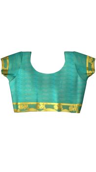 Kanchipuram Saree with Lion butta with mustard with sky blue with Self Embossed Design Embose rich pallu contrast