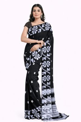 Black Pure Handloom Cotton Saree From Bengal
