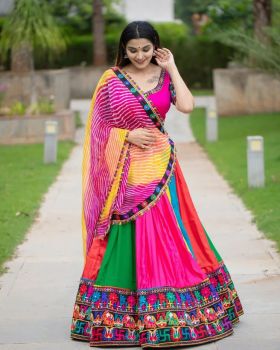 Multi Color Silk Lehenga Choli With Georgette Dupatta