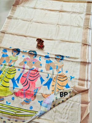 White Pure Handloom Silk Saree From Bengal