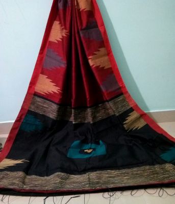 Multi Colour Pure Handloom Silk Cotton Saree From Bengal