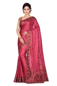 Fuchsia Flower Pure Handloom Silk Saree