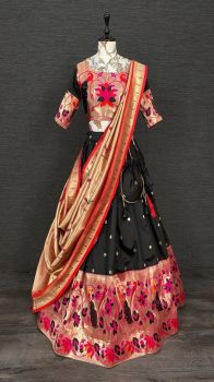 Black Lehenga With All-Over Weaving Work