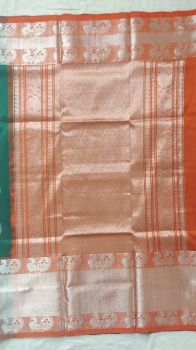 Dark Green & Orange Venkatagiri Silk Saree