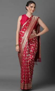 Maroon Pure Handloom Silk Saree From Banaras