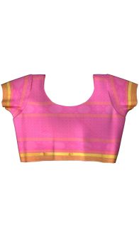 Kanchipuram Saree withVanki border with mustard and pinkwith Self Embossed Design