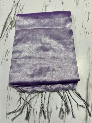 Gray Pure Handloom Tissue Cotton Saree From Bengal