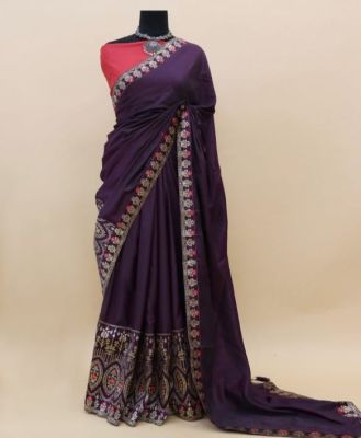 Purple Pure Handloom Silk Saree From Banaras