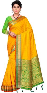 Orange Pure Handloom Silk Saree From Banaras