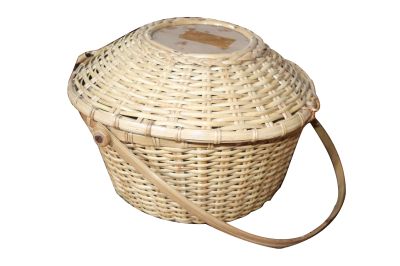 Cane Basket With Lid