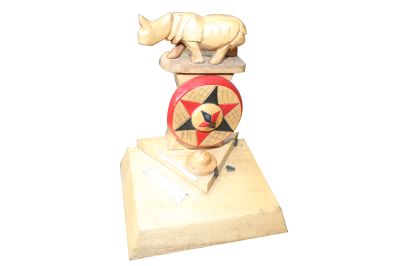 Wooden Rhino Show Piece