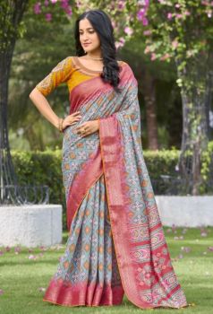 Sea Blue Pochampally Design Silk Saree