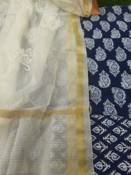 Dark Blue Cotton Suit Dress Material