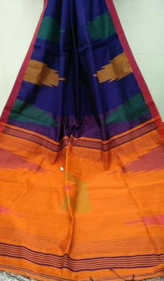 Multi Colour Pure Handloom Silk Cotton Saree From Bengal
