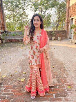 beige sharara set