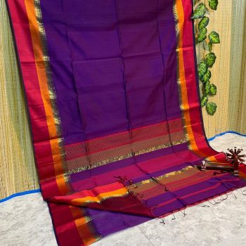 Purple Pure Handloom Silk Saree