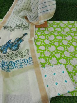 Lime Green Cotton Suit Dress Material