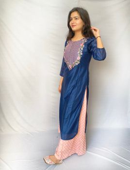 Blue Kurta with pink plazzo