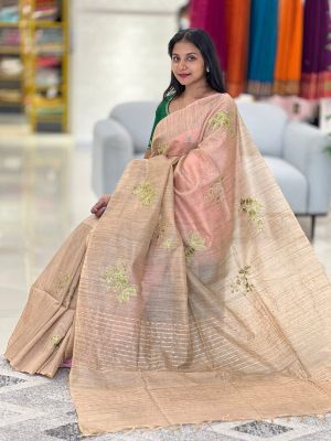 Coffee Brown Pure Handloom Baswada Silk Saree From Bihar
