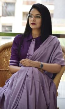Light Violet Bagru Block Print Cotton Mulmul Saree From Rajasthan