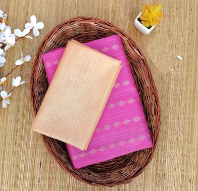Lavender Pure Handloom jacquard Silk Saree From Banaras