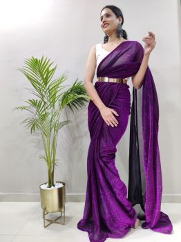Purple Heaavy Netting Fabric & Heavy Satin Saree
