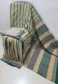 White Hand Block Printed Work Saree