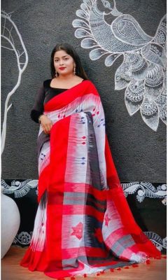 Multi Colour Pure Handloom Ikkat Saree From Bengal