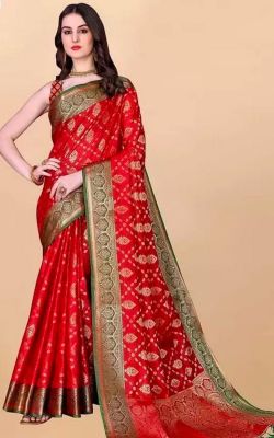 Red Pure Handloom Silk Saree From Banaras