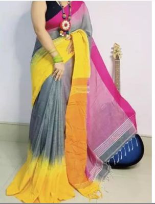 Multi Colour Pure Handloom Cotton Saree From Bengal