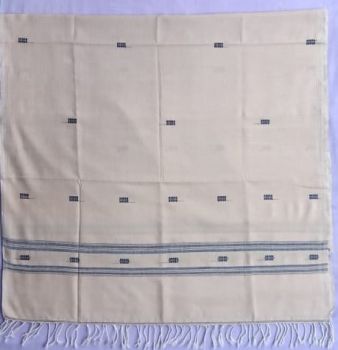 Cream Blue cotton Eri stole