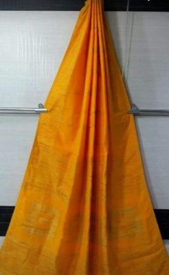 Orange Pure Handloom Silk Cotton Saree From Bengal