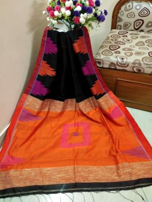 Multi Colour Pure Handloom Silk Cotton Saree From Bengal