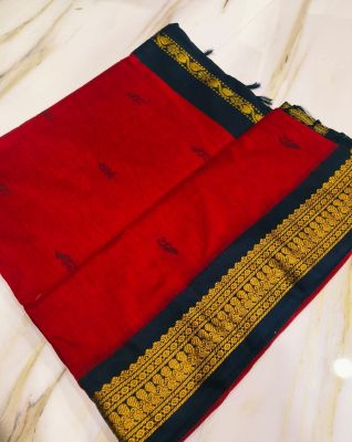 Red Pure Handloom Gadwal Saree From Bengal